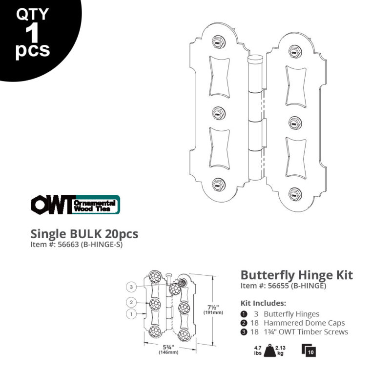 Gate Butterfly Hinge (Single) Deck Shoppe